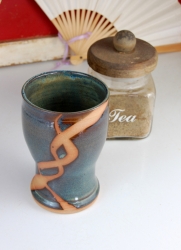 Slate Blue Tumbler or Pint Glass with Rust Chain