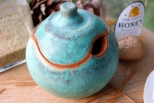 Round Sugar Bowl / Honey Jar in Turquoise
