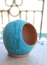 Salt Pig or Salt Cellar In Turquoise with Inside Unglazed