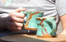 Small Turquoise Mug with Wax Resist