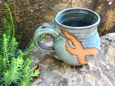 Slate Blue Mug with Rust Chain - Handmade to Order