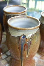 Rustic Red Pint Glass or Turmbler with Blue Glass