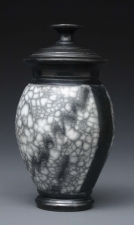Striped Marbled Raku Cremation Urn