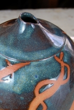 Slate Blue Bulb Bottle with Rust Chain