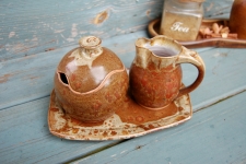 Brownstone Creamer And Sugar Set with Tray - Handmade to Order