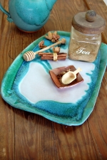 Large Serving Platter in Turquoise Falls - Handmade to Order - Pick up Only