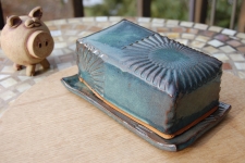 Covered Butter Dish in Slate Blue