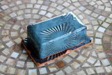 Covered Butter Dish in Slate Blue with Sun Texture - Handmade to Order