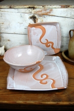 Shale with Rust Waves Dinnerware Place Setting - Handmade to Order 