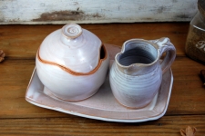 Shale Creamer And Sugar Bowl Set with Tray - Handmade to Order