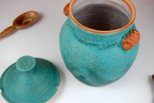 Kitchen Canister or Honey Jar in Turquoise - Handmade to Order