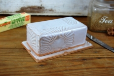 Covered Butter Dish in Shale with Sun Texture - Handmade to Order