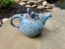 Sprouted Slate Blue Teapot - Handmade to Order