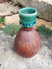 Carved Turquoise Top Bottle or Flower Vase- IN STOCK