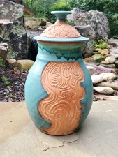 Huge Carved Turquoise Canister - In Stock and Ready to Ship