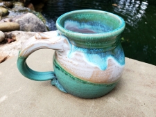 Turquoise and White Mug - Handmade to Order