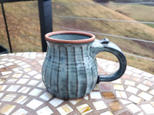 Ridged Mug in Slate Blue- Handmade to Order