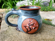 Cherry Blossom Mug in Slate Blue - Made to Order 