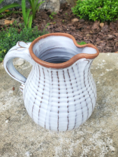 1/2 Gallon Pitcher Ridged in Shale - Handmade to Order