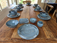 Eclectic Dinnerware Set, Eight Place Settings in Slate Blue - Handmade to Order