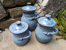 Kitchen Canister Set of Three in Slate Blue - Handmade to Order