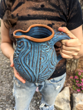 Half Gallon Pitcher Rooted in Slate Blue - Handmade to Order