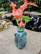 Turquoise Tendril Flower Vase- In Stock and Ready to Ship 