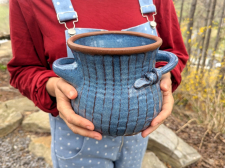Ridged Utensil Holder in Slate Blue - Handmade to Order