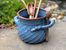 Woven Utensil Holder in Slate Blue - Handmade to Order