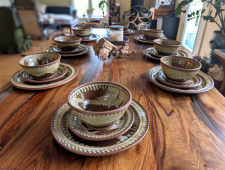 Peaked Dinnerware Set of 8 Place Settings in Brownstone - Handmade to Order - Pick up Only
