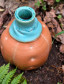 Turquoise Top Bulbous Bottle or Vase - In Stock an...